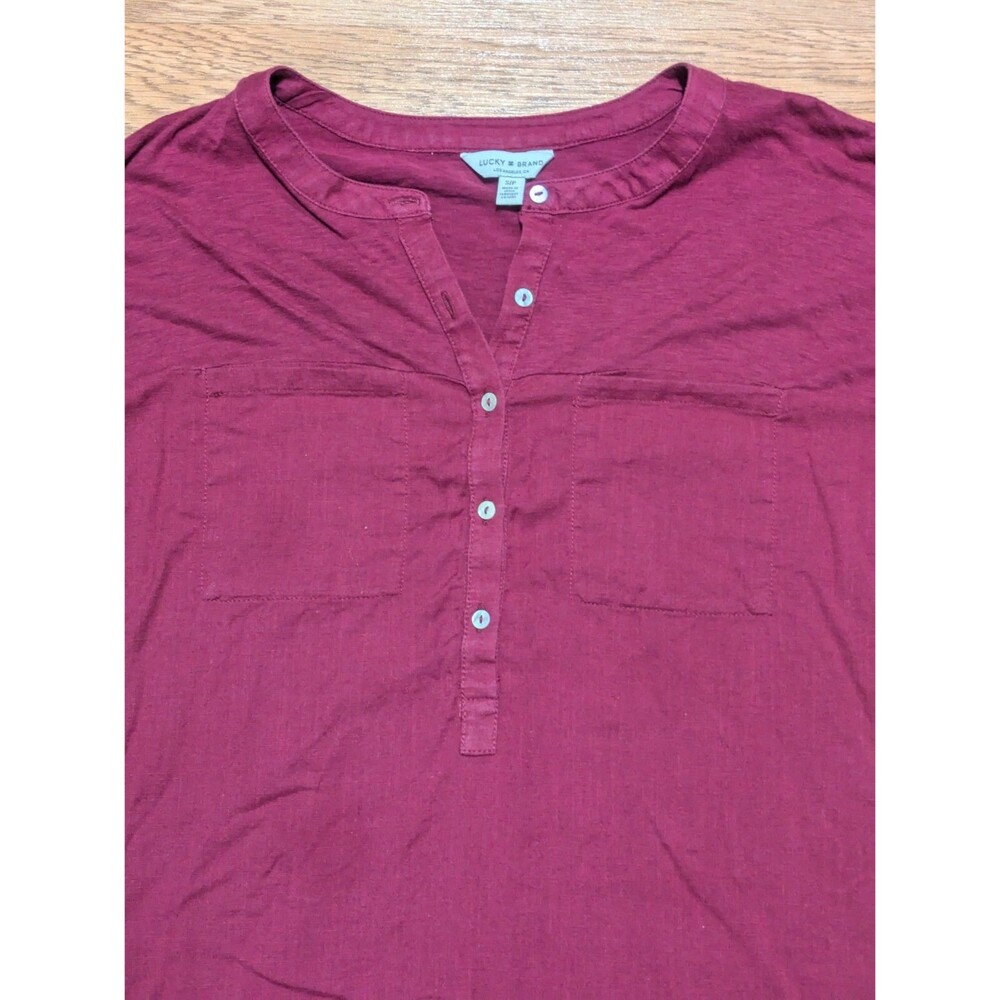 Lucky Brand Women's Short Sleeve Lightweight Pullover Blouse, Small
